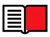 Icon eines Kataloges mit einer roten Seite