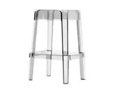 Barhocker aus transparent-grauem Material ohne Rückenlehne