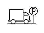 Parking sign icon with lorry