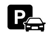 Parking sign icon with car