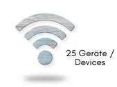 WLAN Icon mit Text "25 Geräte/Devices"