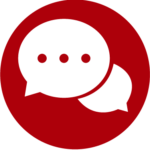 Icon für Unabhängige Beratung auf dunkelrotem Hintergrund. Zeigt zwei weiße Sprechblasen im Dialog. Symbolisiert unabhängige Beratungsangebote und Informationsdienste für Menschen mit Sehbehinderung und Blindheit, einschließlich neutrale Produktberatung, Hilfsmittelberatung, Peer-Counseling, Rechtsberatung zu Teilhabeleistungen, Orientierung im Hilfsmittelmarkt, Unterstützung bei Antragsverfahren, individuelle Bedarfsanalyse und kompetente Begleitung bei der Auswahl passender Lösungen für selbstbestimmte Lebensführung.