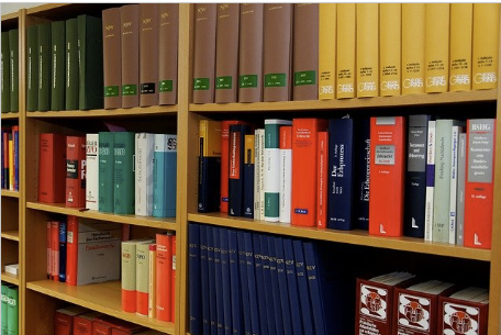 Bookshelf with textbooks