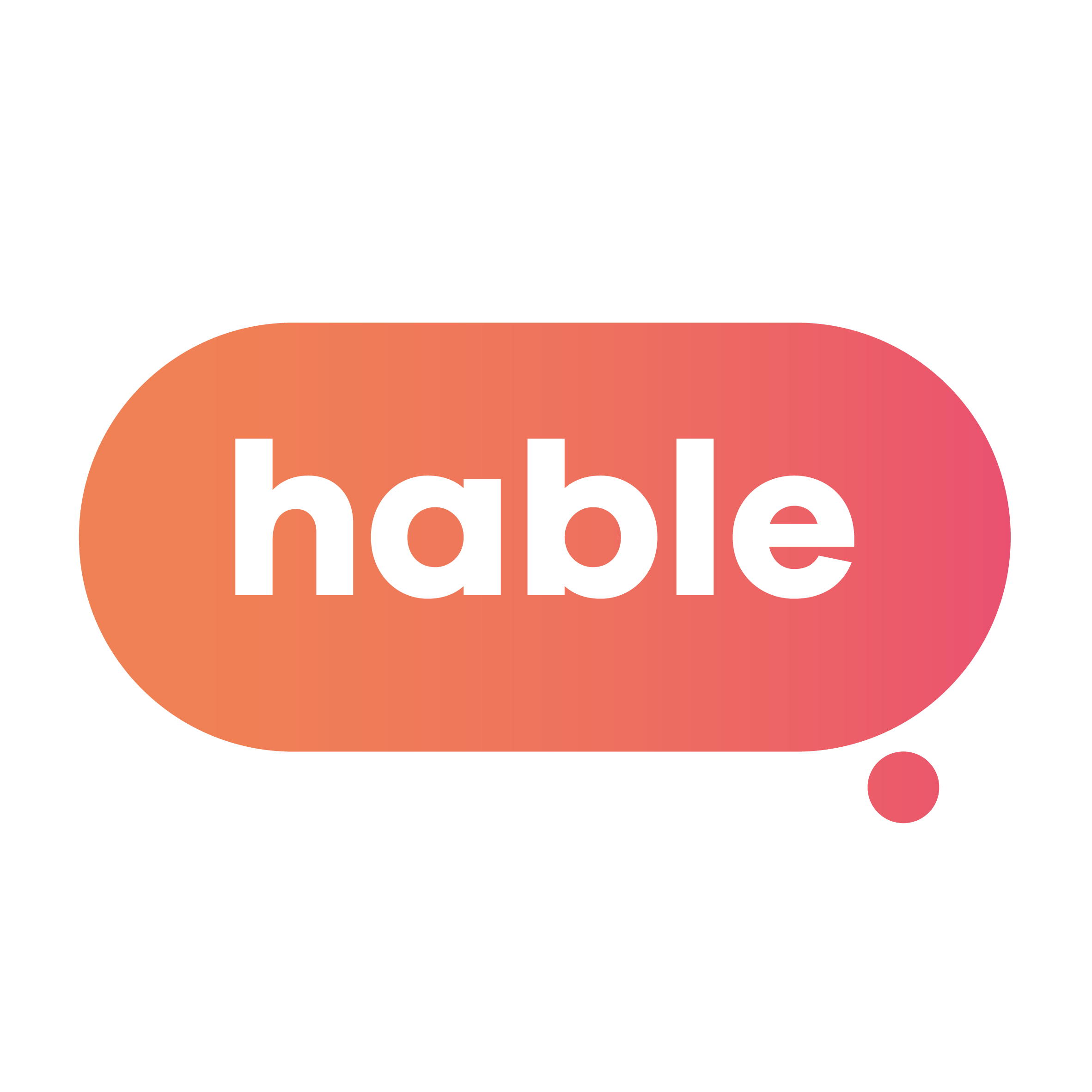 Orange to pink fade of text bulb with the name Hable in there