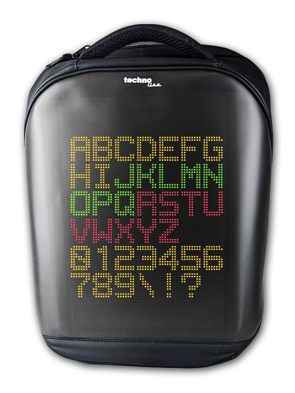 Backpack with an illuminated display for showing messages